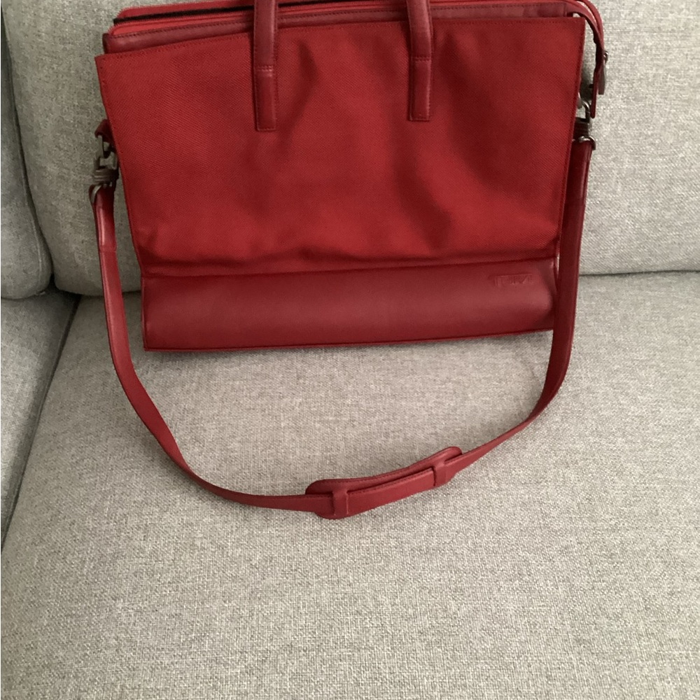 Red Leather Shoulder Bag with Adjustable Strap
